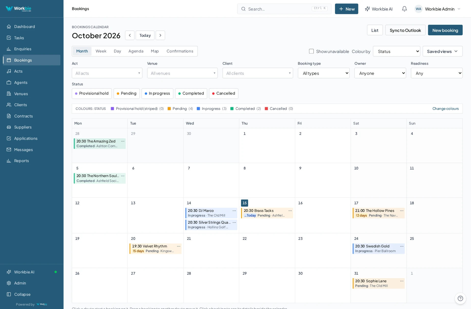 Workbie advanced calendar linked to jobs and tasks
